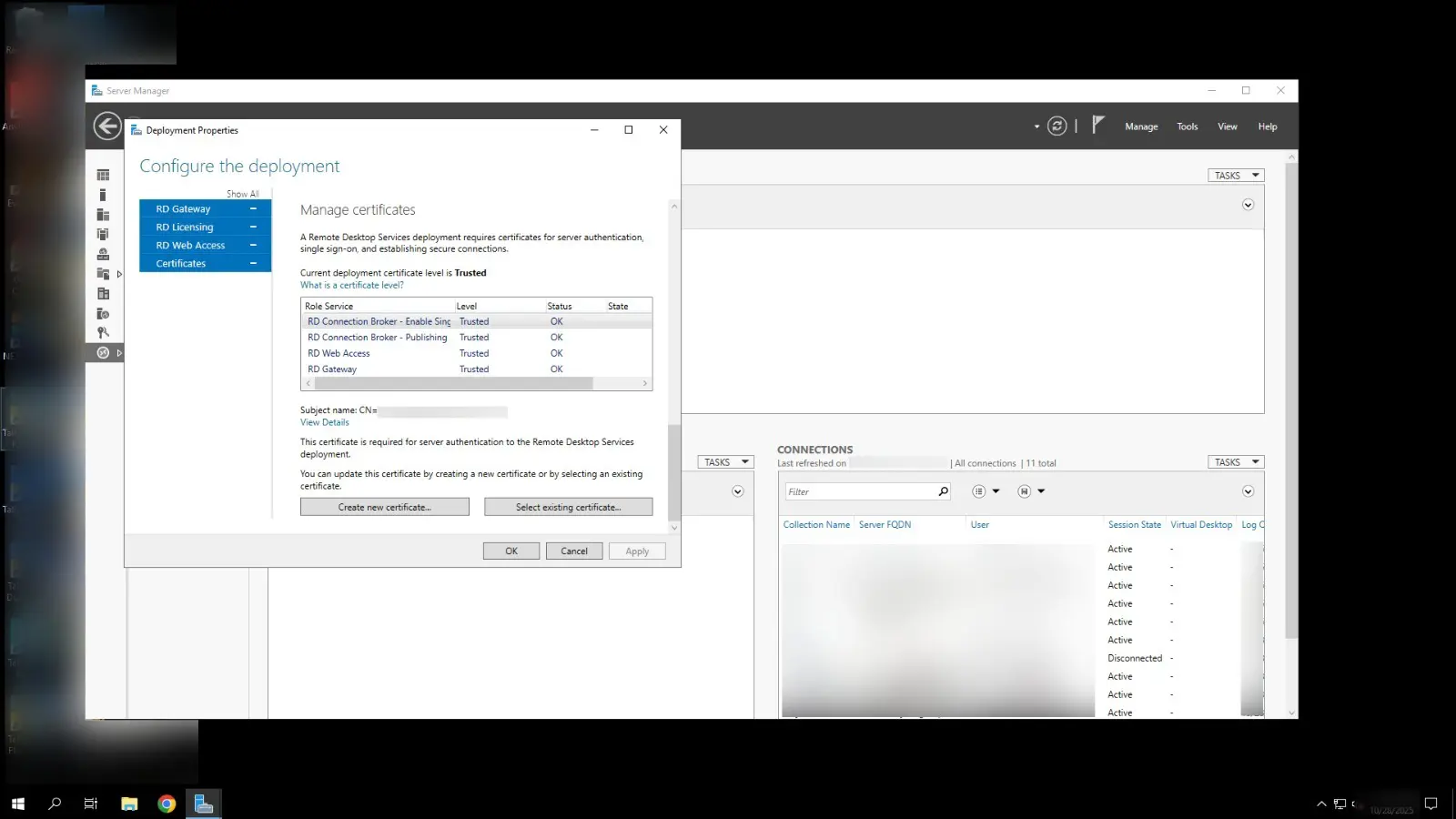RDS Certificate Final Binding